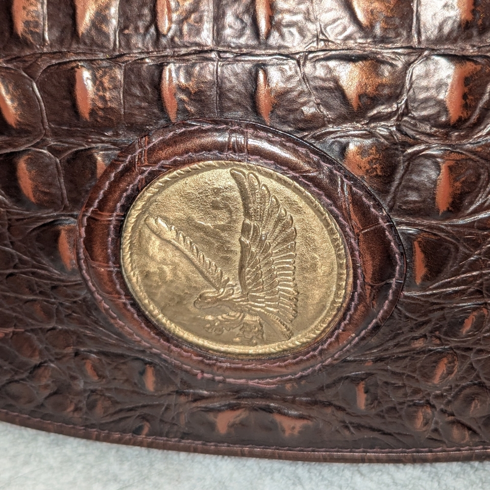 Mika Vintage Brown and Gold Shoulder Bag with Crocodile Texture - Picture 7 of 11